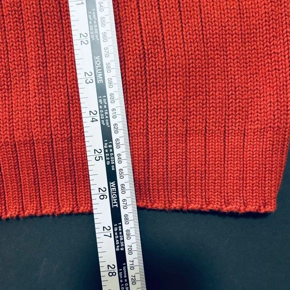 Eddie Bauer Men's‎ Cotton Sweater – Large Orange Ribbed Knit Fall Winter - Picture 7 of 9